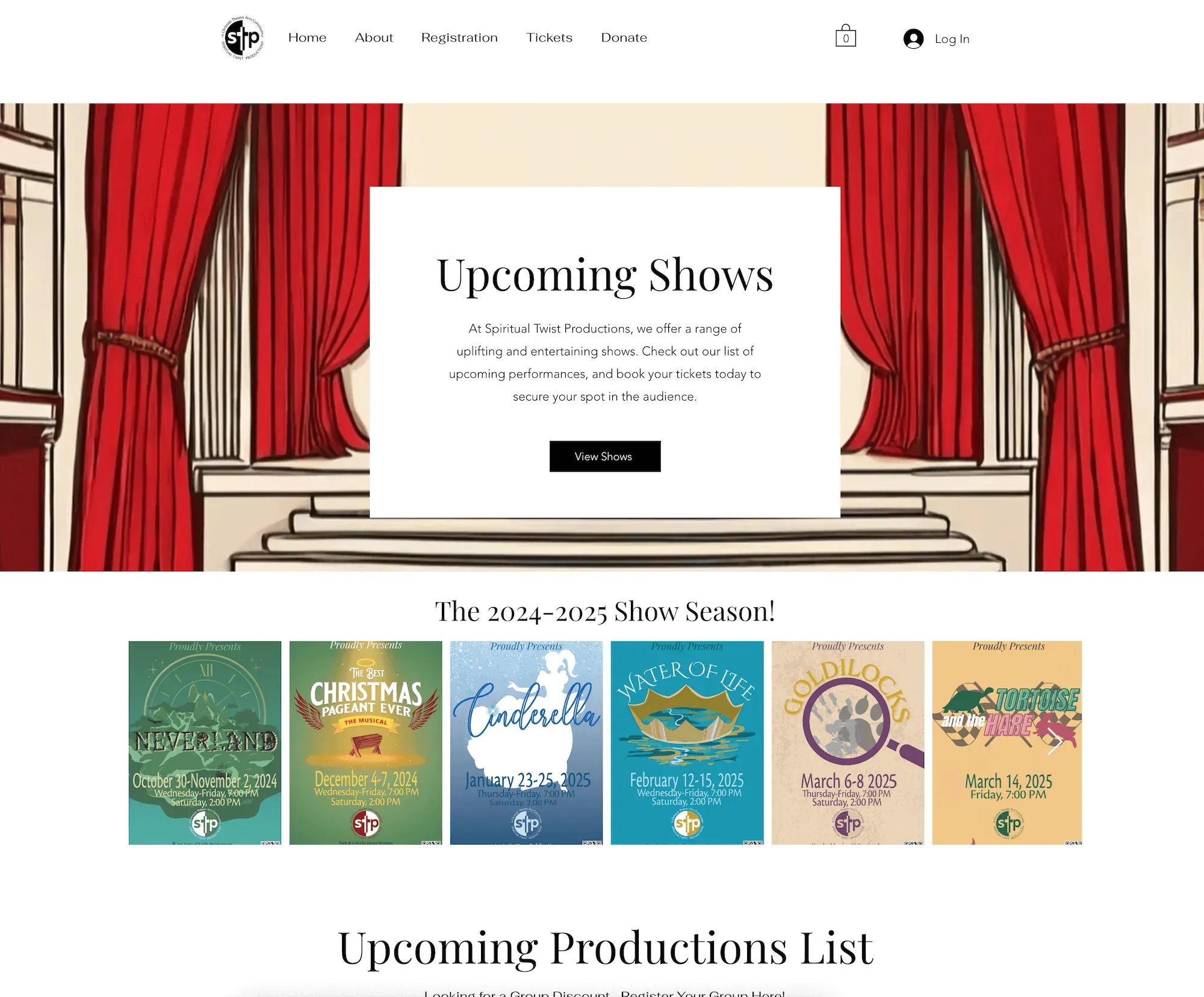 Spiritual Twist Productions tickets page.